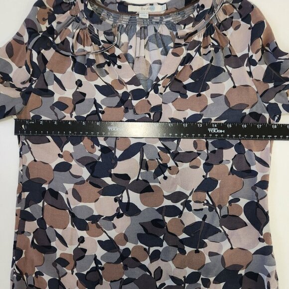 Boden V-Neck Blouse Womens 4 Brown Gray Leaf Print 3/4 Sleeve WA370 *MINOR‎ FLAW - Picture 5 of 10
